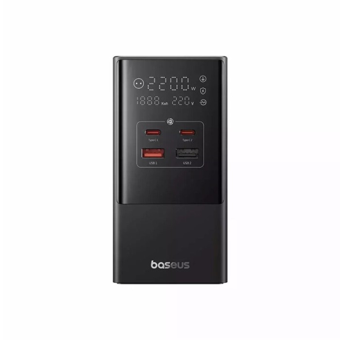 INCARCATOR RETEA Baseus PowerCombo Tower Digital Powerstrip, Quick Charge 35W, 3 x AC, 2 x USB Type-C Output 5V/3A, 2 x USB, lungime cablu 1.5m, negru