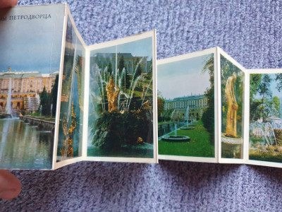 10 fotografii vederi gen evantai din URSS, Fantanile din Peterhof, 1980, 10x7 cm foto