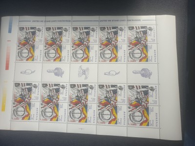 Coală timbre Rom&amp;acirc;nia 2002 mnh 1581b uniti vom &amp;icirc;nvinge foto