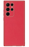 Husa eleganta din piele ecologica pentru Samsung Galaxy S23 Ultra cu accente aurii, Rosu, Oem