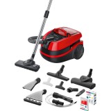 Aspirator cu spalare Bosch BWD421PET, 2.5 L, Aqua Wash Clean, Raza de actiune 12m, Curatare umeda si uscata, Filtru Hepa, Reglare electronica a puteri