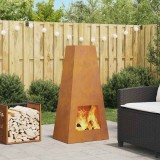 vidaXL Vatră de foc, 50x35x100 cm, oțel corten