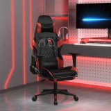 VidaXL Scaun de gaming cu suport picioare, negru/roșu vin, piele eco