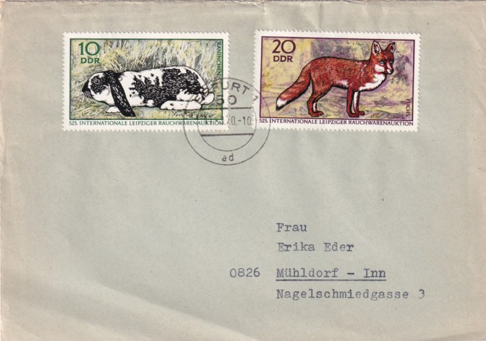 FILATELIE TEMATICA - PLIC GERMANIA TEMATICA FAUNA VULPE IEPURE