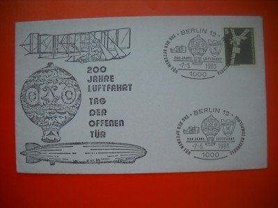 HOPCT PLIC S NR 600 BERLIN 1983 ANIVERSARE ZEPPELIN -COSMOS/SPACE-SPATIU- GERMANIA foto