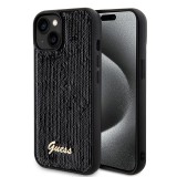 Husa originala Guess iPhone 15 Sequin Script Metal, negru, GUHCP15SPSFDGSK