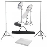 VidaXL Kit studio foto cu set de lumini și fundal