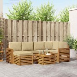 vidaXL Seturi de canapele 7 pcs Natural și Bej Lemn Solid de Acacia 3375138