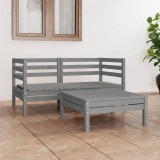 Gossi set mobilier de gradina, 3 piese, gri, lemn masiv de pin