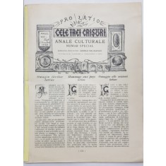 CELE TREI CRISURI - ANALE CULTURALE , NUMAR SPECIAL , ANUL VIII , SEPT . - OCT. 1927 , LIPSA COPERTA FATA *