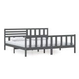 Cumpara ieftin Cadru de pat, gri, 200x200 cm, lemn masiv
