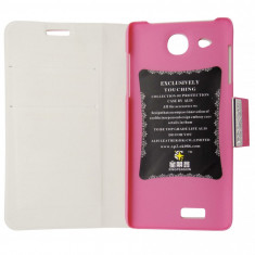 Husa tip carte cu stand roz trandafiriu pentru Alcatel One Touch Idol Ultra 6033X
