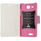 Husa tip carte cu stand roz trandafiriu pentru Alcatel One Touch Idol Ultra 6033X
