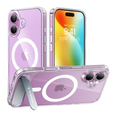 Husa iPhone 16 Plus Torras Pstand MagSafe, transparenta foto