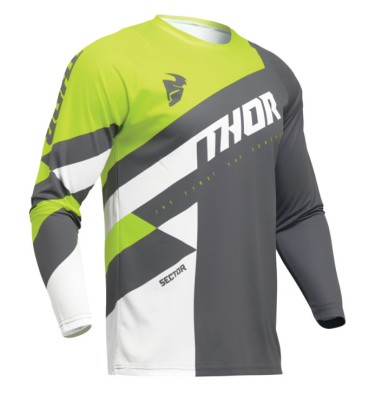 Bluza enduro motocross Thor Sector Checker Gri Verde Acid foto