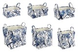 Cumpara ieftin Set 6 cosuri dreptunghiulare depozitare din textil alb albastru 45 cm x 35 cm x 45 h