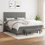 VidaXL Pat box spring cu saltea, gri &icirc;nchis, 180x200 cm, textil 3136934