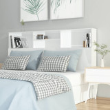 Tăblie de pat cu dulap, alb extralucios, 160x19x103,5 cm, vidaXL