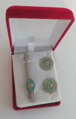 QW8 8 - Set ac cravata si butoni - simboluri militare - parasutism