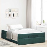 VidaXL Cadru de pat cu saltea Verde &icirc;nchis 120 x 190 cm Catifea 3399549