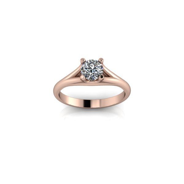 Inel de logodna din aur roze 14K, piatra zirconiu - 55