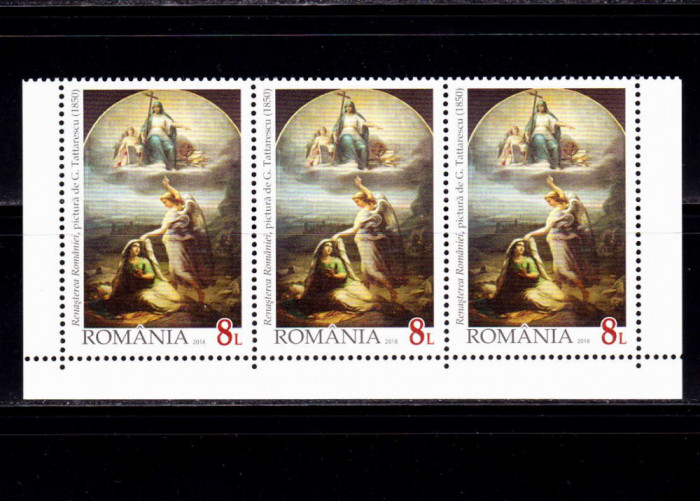 RO 2018 LP 2181 &quot;Renasterea Romaniei in pictura&quot; , serie straif de 3 marci, MNH