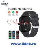 Smartwatch modern GIDA-CRIS Y22 GC165 cu ecran TFT de 1.7" negru si carcasa metalica, notificari apel si retele sociale, monitorizare ritm cardiac si