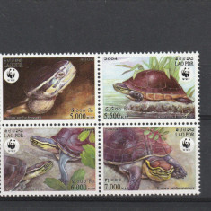 Laos 2004-Fauna,WWF,Testoase,serie 4 valori in bloc,MNH,Mi.1927-1930