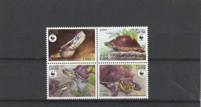 Laos 2004-Fauna,WWF,Testoase,serie 4 valori in bloc,MNH,Mi.1927-1930 foto