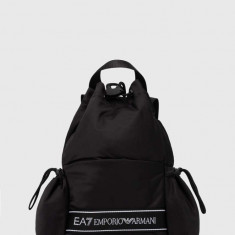 EA7 Emporio Armani rucsac femei, culoarea negru, mic, cu imprimeu