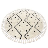 Covor Berber TETUAN B751 cerc zigzag cremă Franjuri shaggy, cerc 120 cm