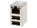 Soclu RJ45 USB A THT 8p8c &icirc;n unghi