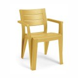 Julie scaun de grădină din plastic cu brațe galben muștar