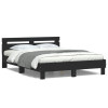 VidaXL Cadru de pat cu tăblie și LED, negru, 140x200 cm