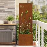Ghiveci de Grădină cu Panou Decorativ Ruginit 50 x 140 cm