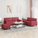 VidaXL Set de canapele, 2 piese, roșu vin, piele ecologică