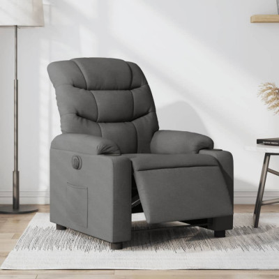 vidaXL Fotoliu rabatabil electric, gri &amp;icirc;nchis, material textil 3206628 foto