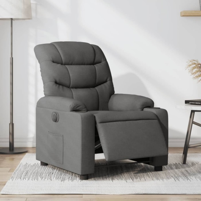 vidaXL Fotoliu rabatabil electric, gri &icirc;nchis, material textil 3206628