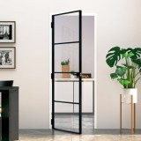 VidaXL Ușă de interior negru 76x201,5 cm sticlă securiz./aluminiu slim