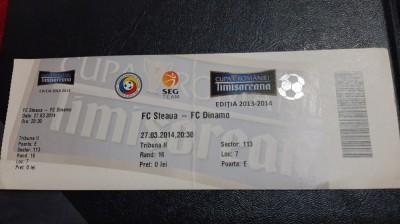 Bilet Steaua - Dinamo (cupa rom.) foto