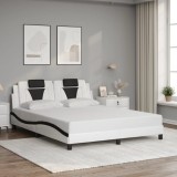 VidaXL Cadru de pat cu tăblie, alb/negru, 160x200 cm, piele ecologică