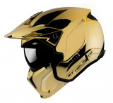 Casca pentru scuter - motocicleta MT Streetfighter SV A9 auriu cromat lucios (ochelari soare integrati) &ndash; masca (protectie) barbie si cozoroc detasabi