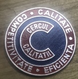 Insigna AMS1 Insigna Veche RPR / RSR - Cercul Calitatii - Calitate Competitivitate Eficienta - Emblema Vintage Colectie Metal Emailat