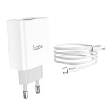 Cumpara ieftin Incarcator Hoco C80A 20W PD 3.0 Quick Charge + Cablu Date Tip C la Tip C