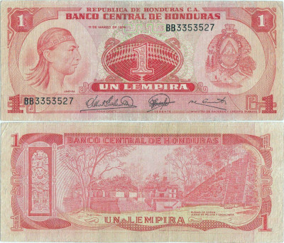 1974 ( 11 III ) , 1 lempira ( P-58 ) - Honduras foto