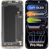 Display cu Touchscreen MP compatibil cu Apple iPhone 17 Pro Max, cu Rama, Versiune Soft OLED FHD Diagnostic, Negru