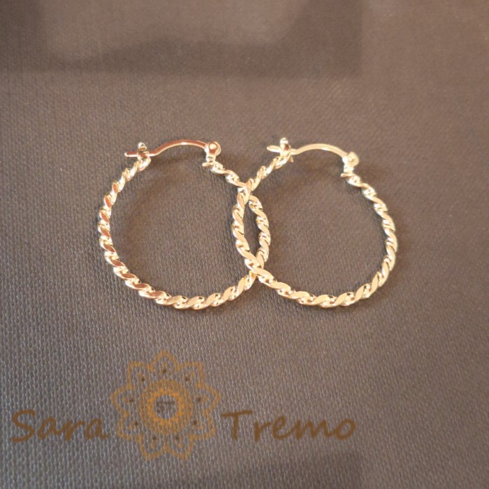 Cercei impletiti model plat, 3 cm , Usori si eleganti