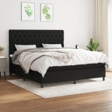 VidaXL Pat box spring cu saltea, negru, 160x200 cm, textil 3142027
