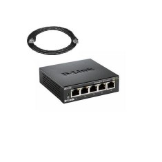 Pachet Switch D-Link DGS-105, 5 porturi 10/100/1000 + 5 cabluri retea 2m foto