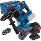 Bosch GBH 18V-28 CF + 0615990L1R - Rotopercutor SDS-Plus 3.3 J mandrina interschimbabila valiza speciala + Set 3 acumulatori si incarcator Li-Ion 18 V